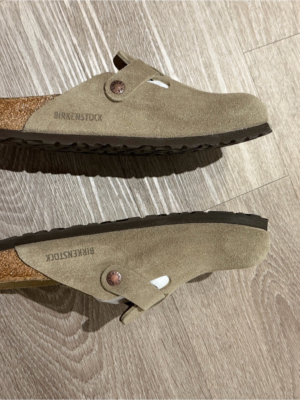 Birkenstock Boston Clogs in Taupe Suede - Picture 7 of 8
